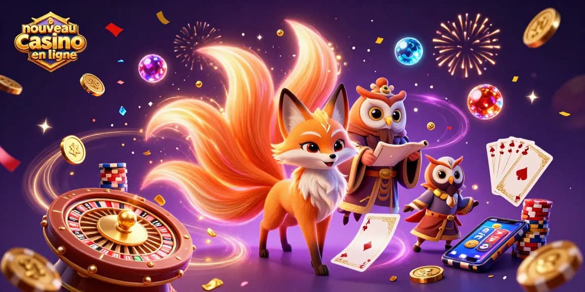 Profitez des jeux des nouveaux casinos en ligne avec cette illustration éclatante pleine de magie et d'excitation.