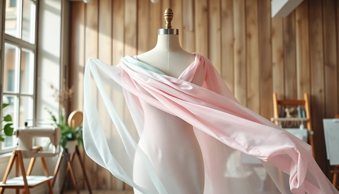 Chiffon stoffen en hun veelzijdigheid in modeontwerp, met focus op delicate texturen.
