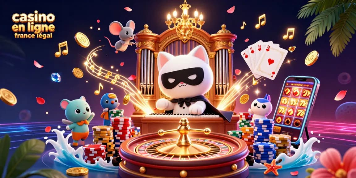 Gagnez au casino en ligne France légal avec des jeux de casino sous un éclairage scintillant.