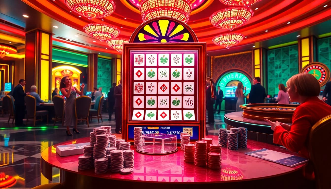 Putar mesin slot demo Mahjong di kasino mewah yang penuh kegembiraan.