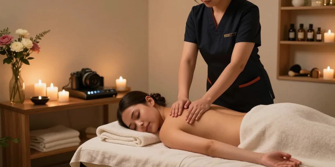 Relaxing Swedish massage session in a serene spa environment with essential oils and soft lighting.
