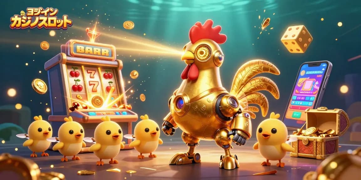 オンライン カジノスロットの3Dイラスト、ジャックポットをテーマにしたシーン。