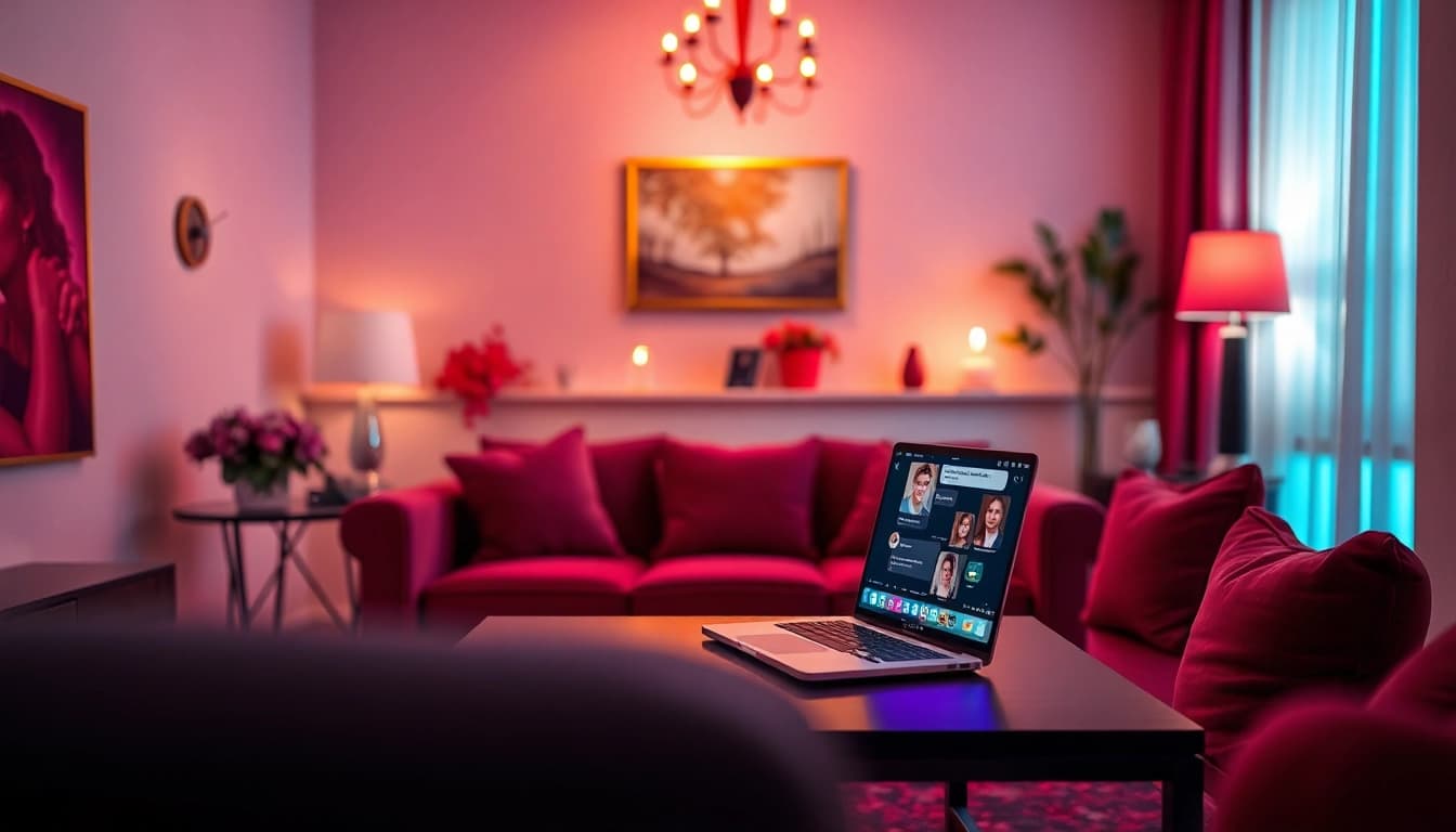 Cozy chat room featuring an engaging sex chat AI interface, perfect for intimate interactions.