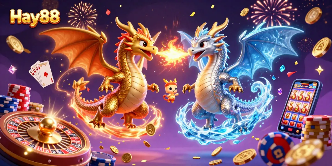 Experience thrilling slots at Hay88 with captivating dragons and casino elements.