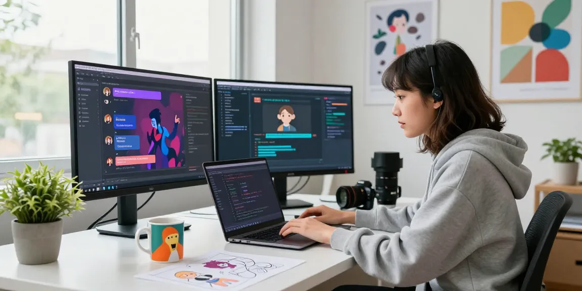 Character AI NSFW developer customizing vibrant chat interfaces in a dynamic workspace.