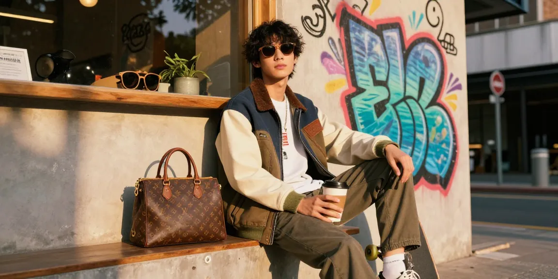 Stylish model showcasing 레플리카 accessories in urban setting.
