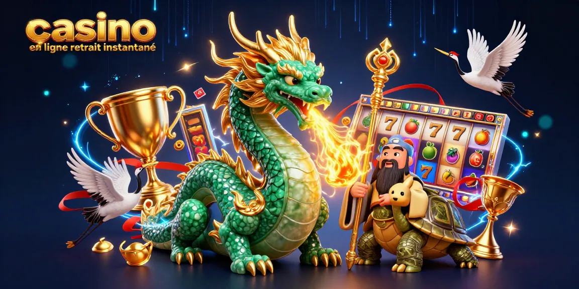 Pourparler dans un casino en ligne retrait instantané avec un dragon de jade inspirant et des éléments de jeu dynamiques.