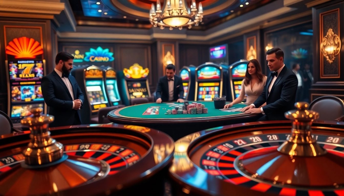 Vivez l'excitation dans un casino en ligne français luxueux avec des tables de poker animées et des roues de roulette tournantes.