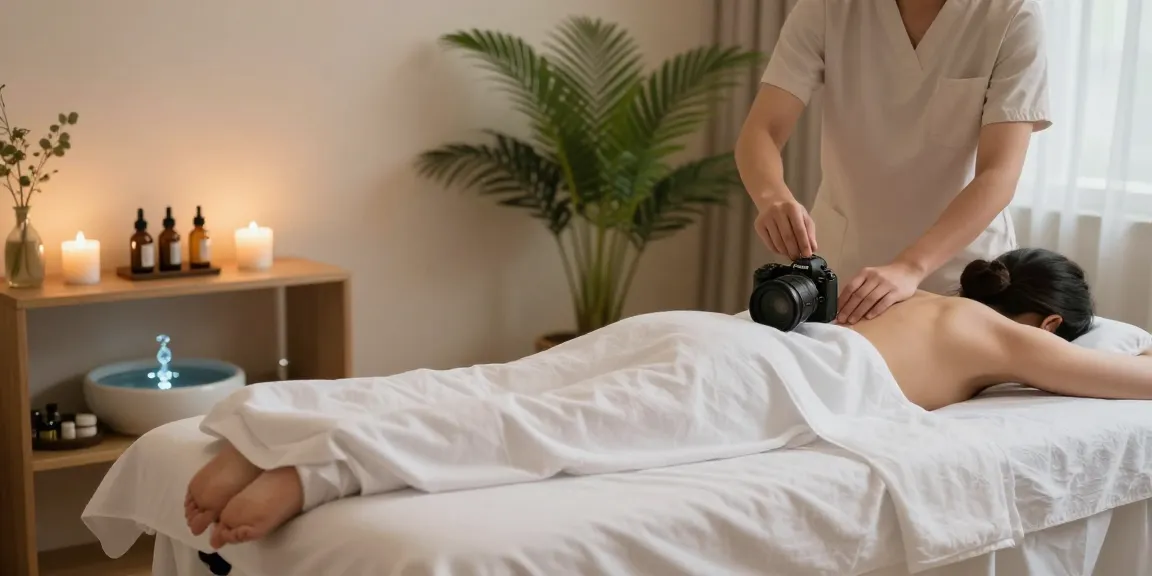 Massage therapy room with soft lighting and calming atmosphere, enhancing relaxation experience.
