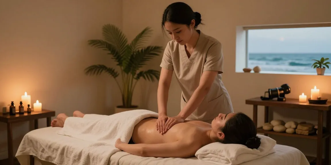 1인샵 therapist providing a calming Swedish massage in a serene spa setting