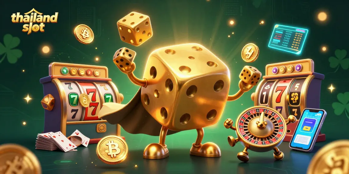 Engage with the thailand slot experience featuring vibrant golden characters and casino elements.