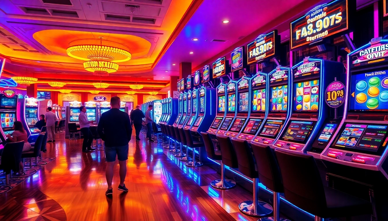 Engaging scene of players enjoying slot pragmatic machines in a lively casino atmosphere.