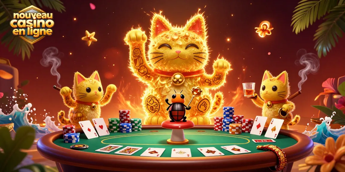 Jouez au nouveau casino en ligne avec créativité et chance dans cette illustration animée.