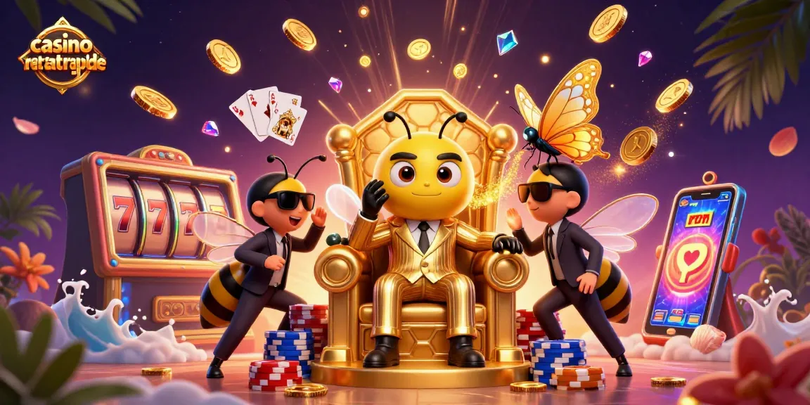 Visualiser un boss mafieux abeille en costume tandis qu'il dirige le casino retrait rapide avec des gains étincelants.