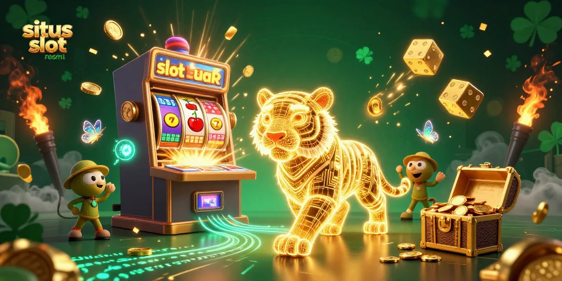 Win big with situs slot resmi featuring a 3D golden tiger in a vibrant casino scene full of excitement.