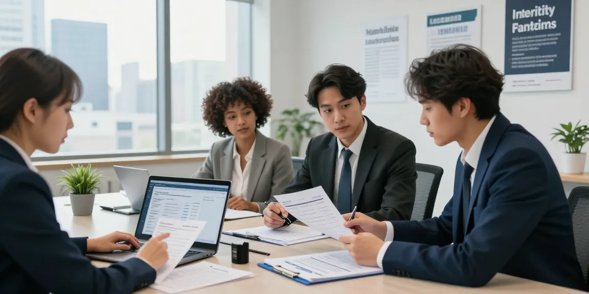 Detect fraud invoice analysis in a modern finance office with professional collaboration.
