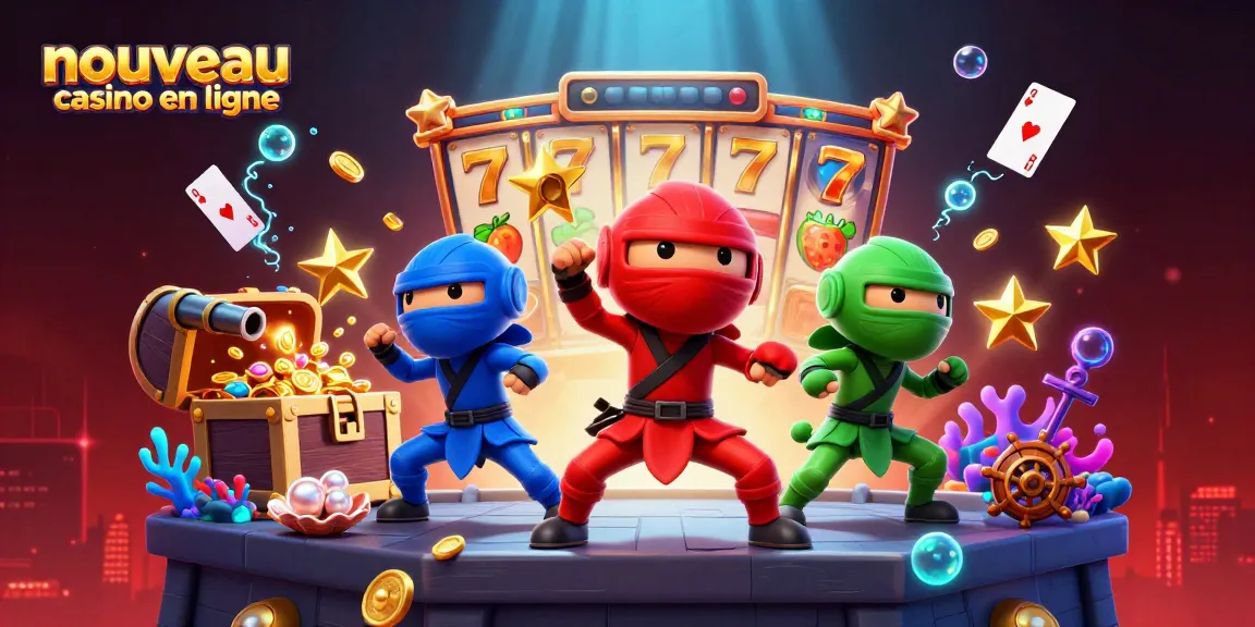 Nouveau casino en ligne : illustration dynamique de chameleons ninjas et éléments de jeu