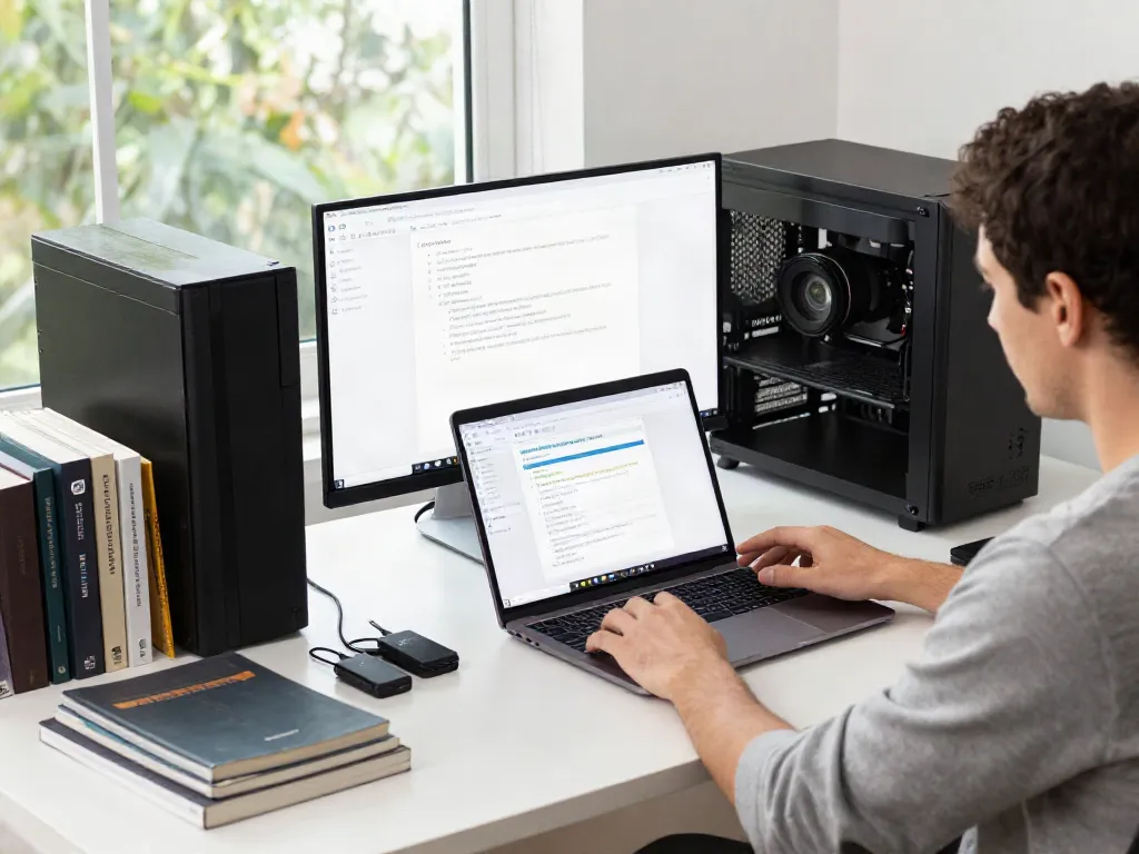 Optimizing PC performance with rokok88 software in a bright workspace.