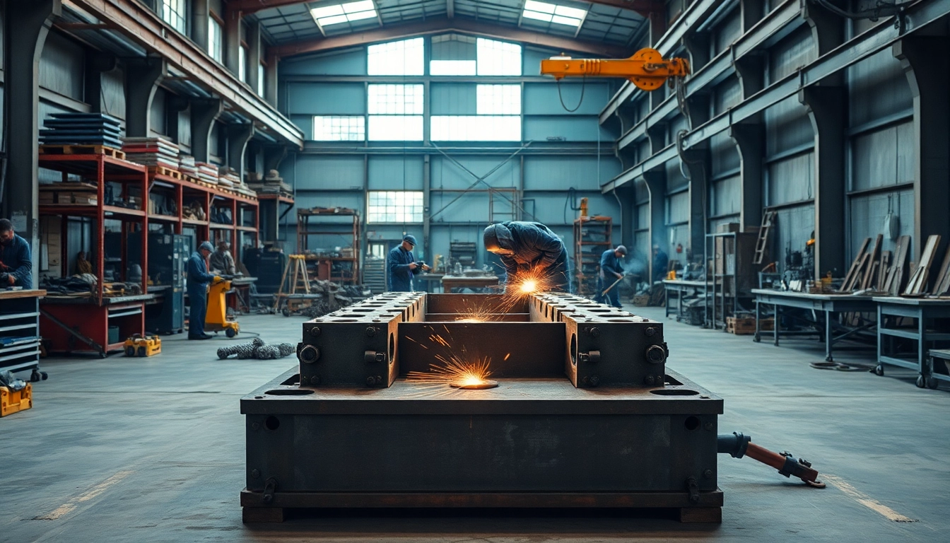 Crafting custom steel fabrication with skilled professionals in a dynamic workshop setting.