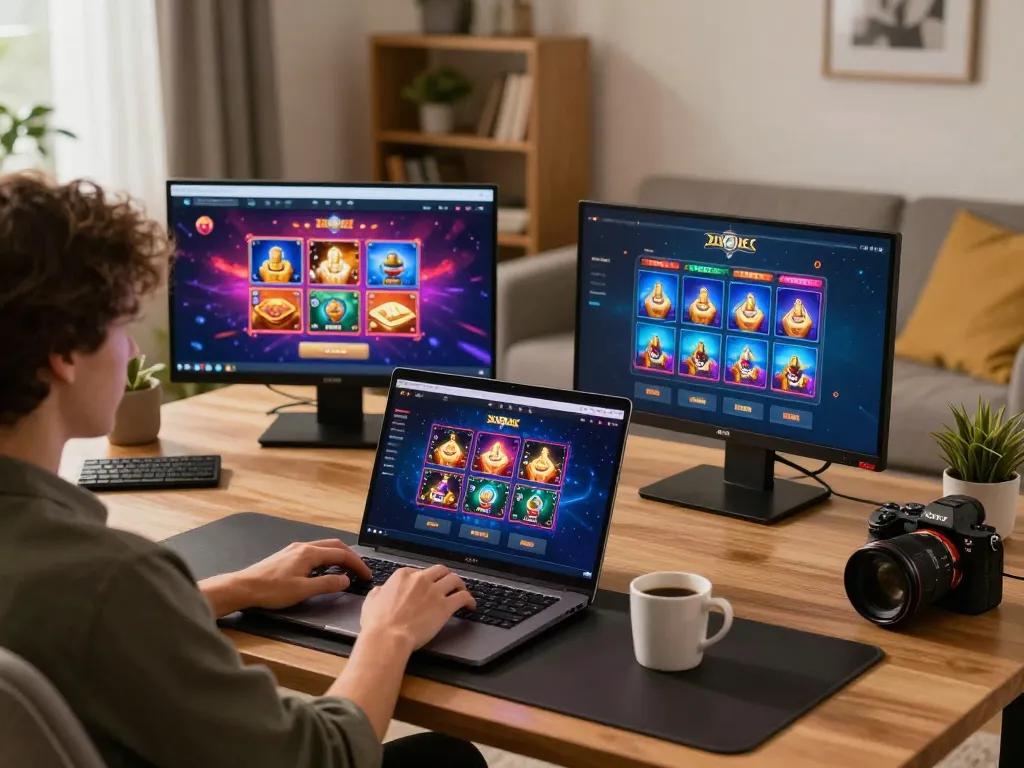 Engaged player using top quality widgets for an immersive online gambling experience