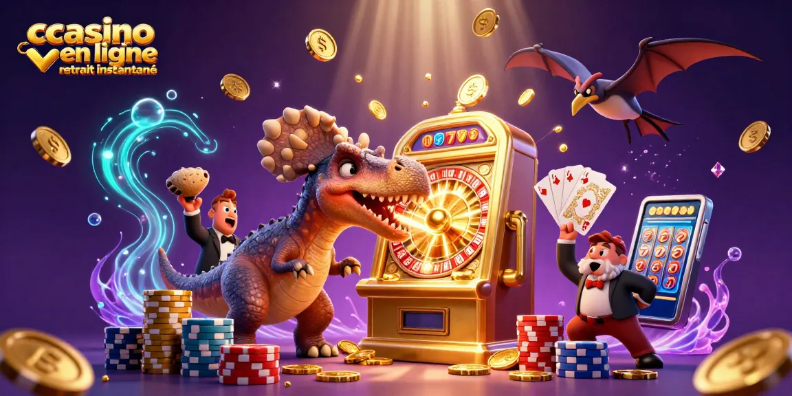 Le casino en ligne retrait instantané révèle un pachycephalosaurus frappant une machine à sous dorée pour des gains immédiats.