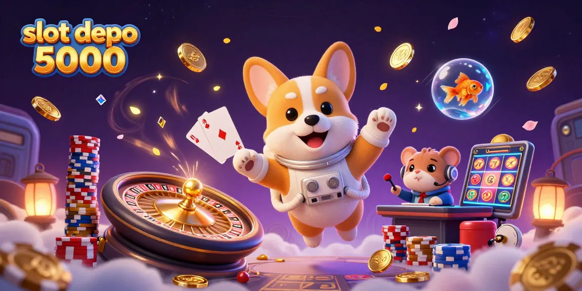 Immerse in gaming at slot depo 5000 with a captivating casino adventure featuring cosmic characters.