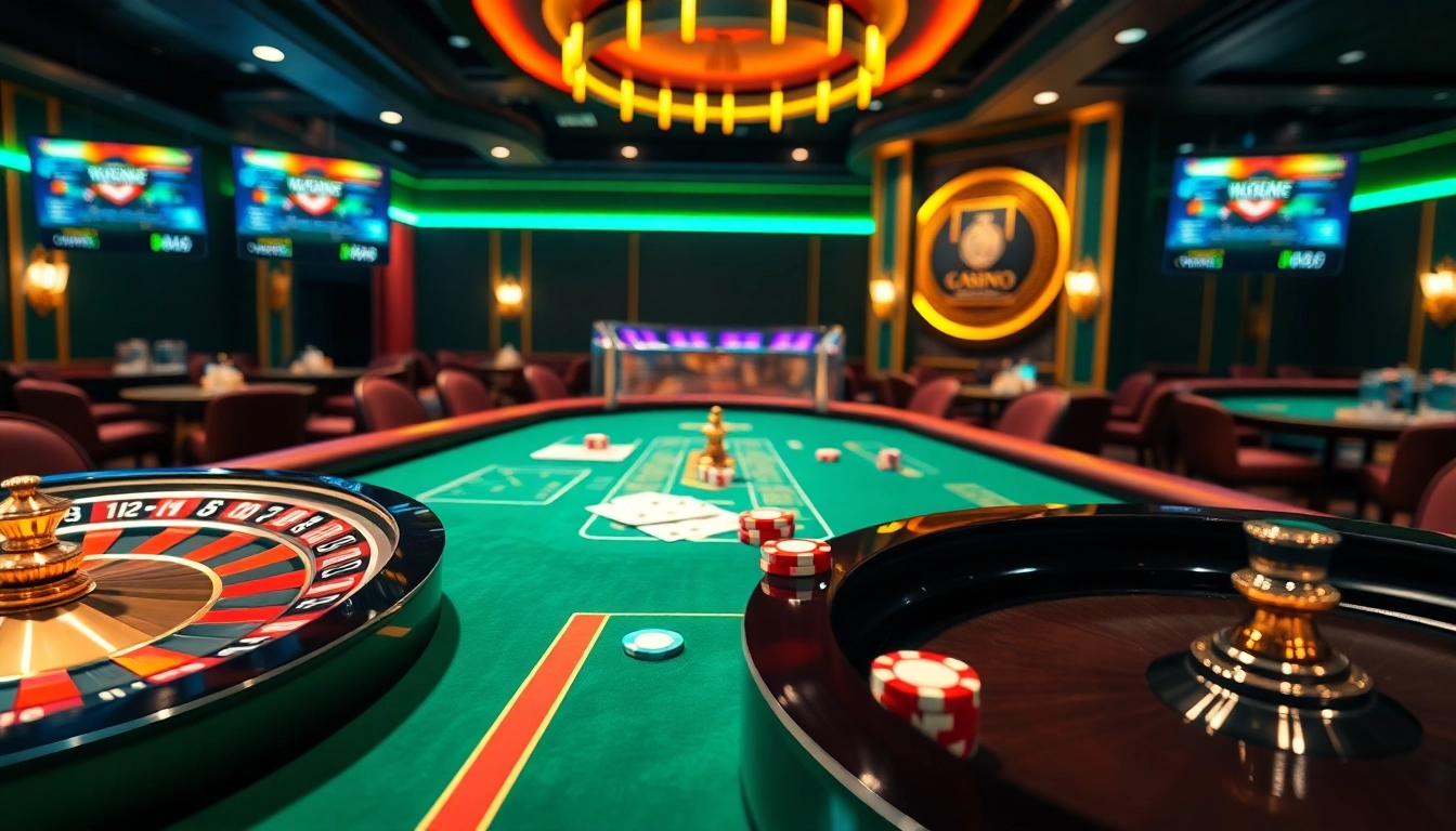 Scène engageante de roulette et de poker dans un casino en ligne France vibrant.