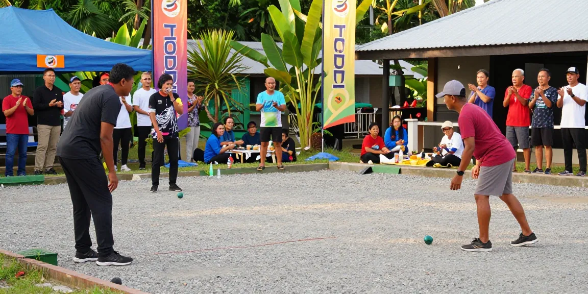 Aktivitas bermain petanque di fopikotakendari.org dalam acara olahraga masyarakat Kendari.