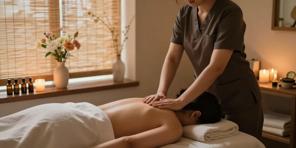 마포스웨디시 massage therapy session in a tranquil wellness center with soft lighting and essential oils.