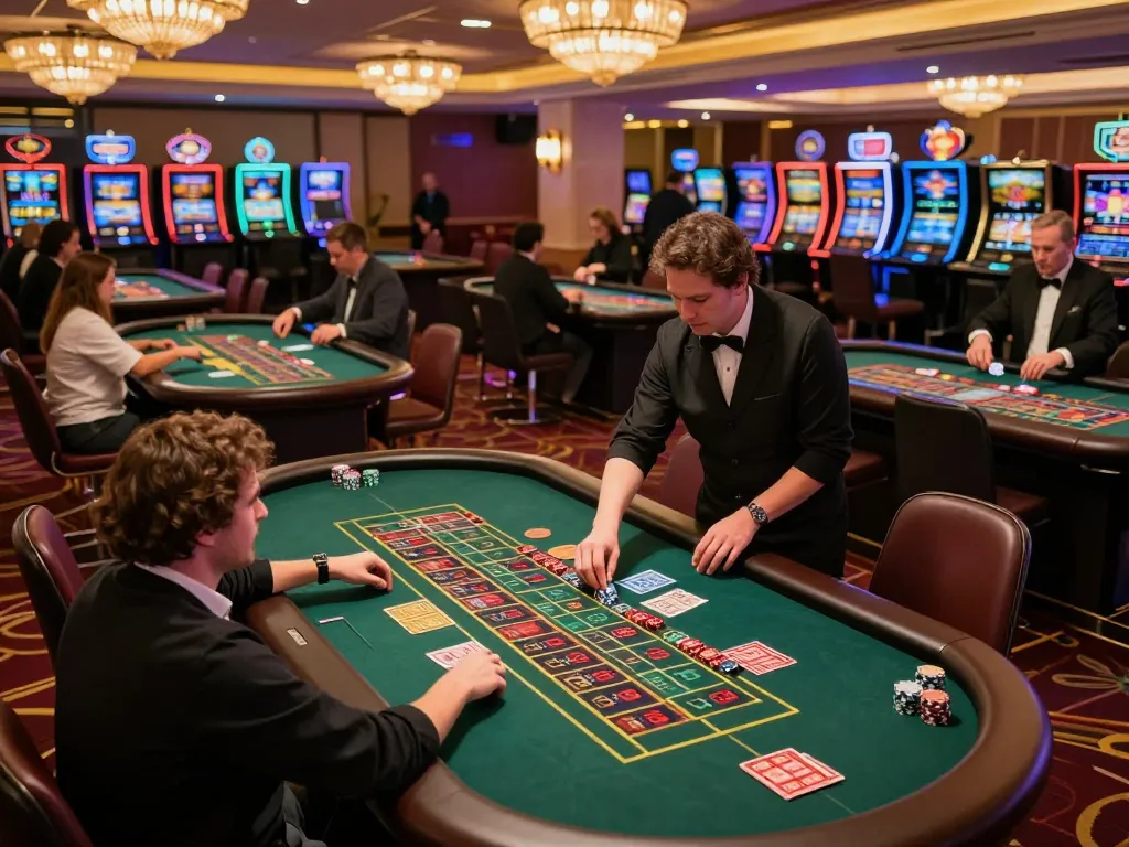 Casino esteri per italiani showcasing an engaging roulette scene with players placing bets and vibrant casino atmosphere.
