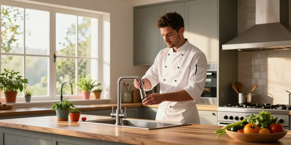Modern kitchen faucets installation in a bright, inviting space.