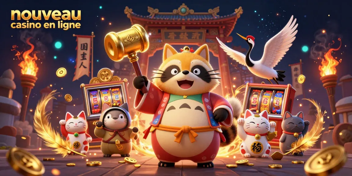 Jouez et gagnez sur un nouveau casino en ligne avec des chats maneki-neko et un tanuki chanceux.