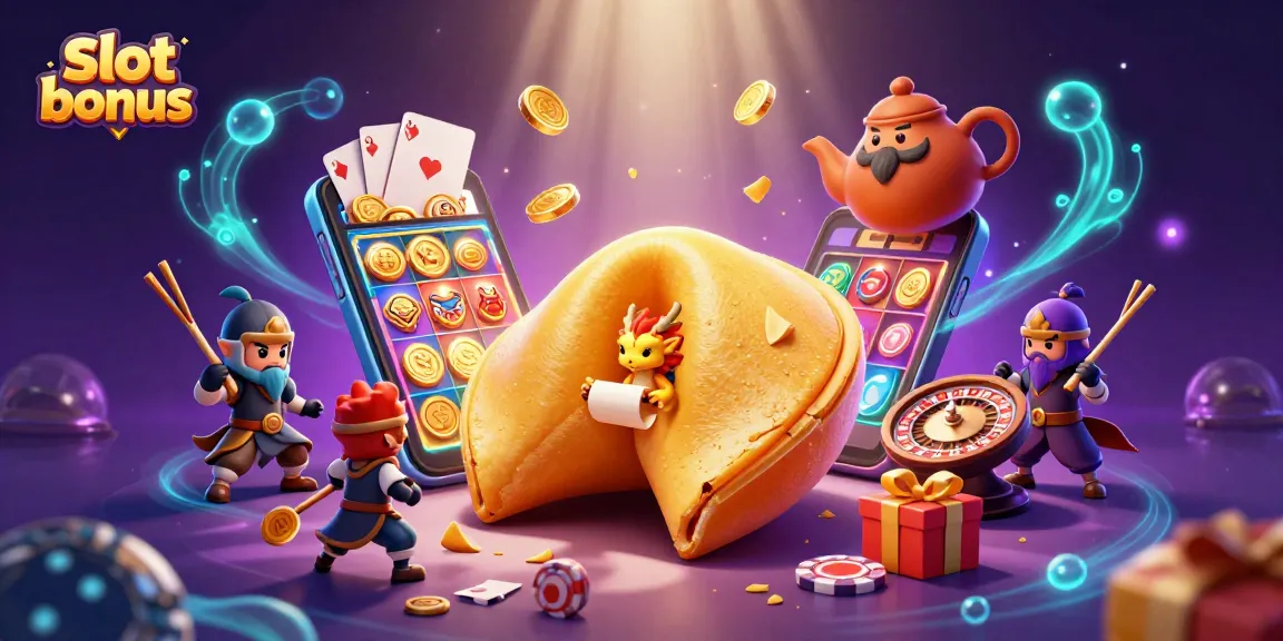 Experience slot bonus excitement with a vibrant 3D casino scene of golden treasures and gaming action.