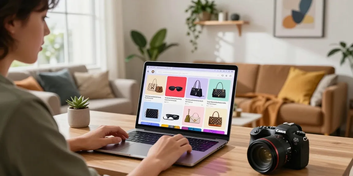 Vibrant e-commerce scene highlighting quality replica site products in a modern home setting.
