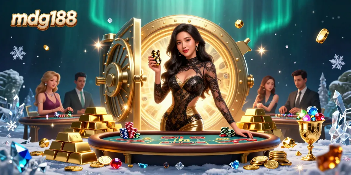 Engage with mdg188 at the exclusive VIP baccarat table surrounded by sparkling treasure and gems.