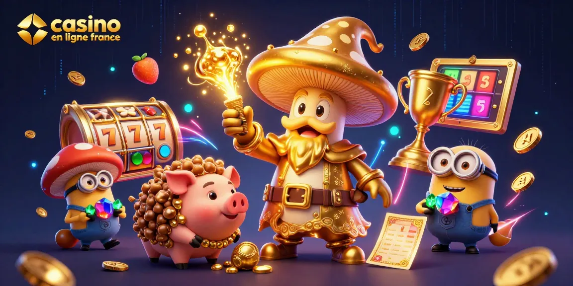 Découvrez l'univers animé des jeux de casino en ligne en France avec des personnages magiques et des éléments scintillants.