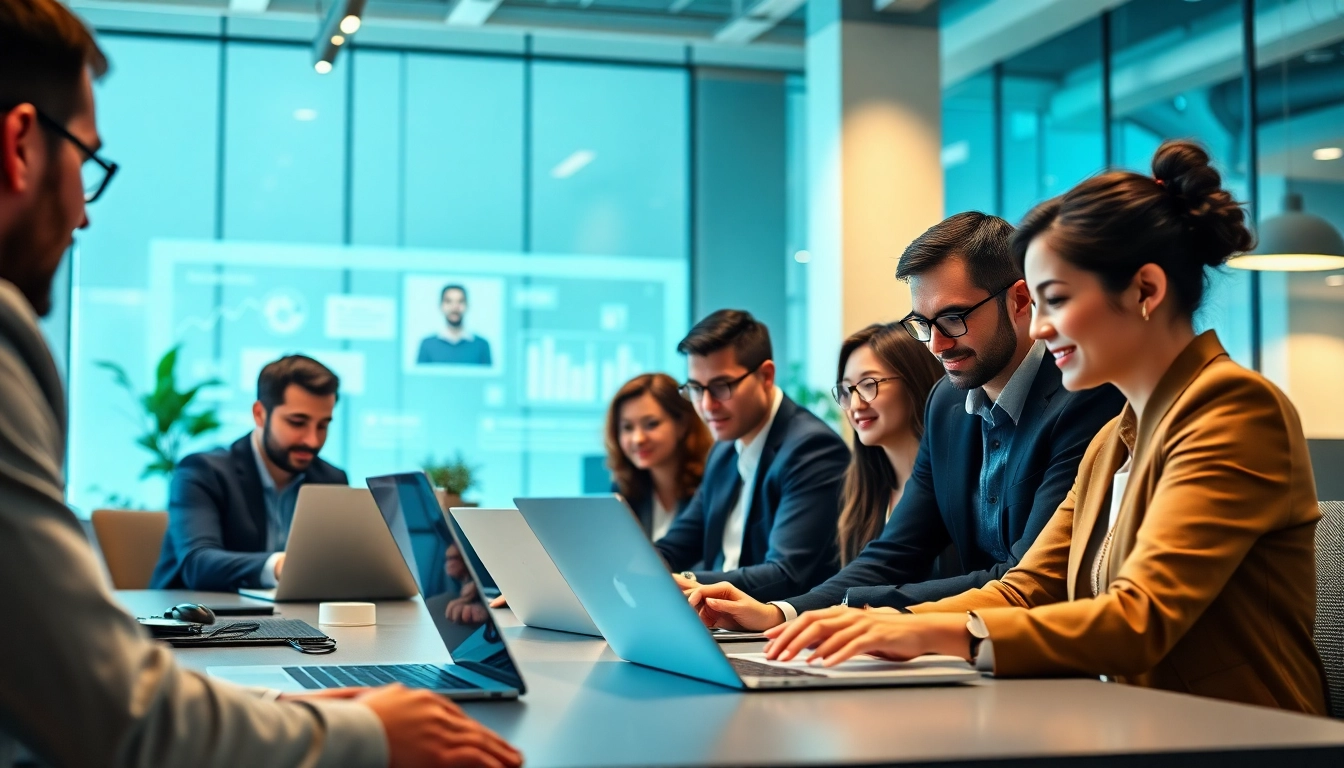 Enhance productivity with a collaborative team utilizing an enterprise assistant platform in a modern workspace.