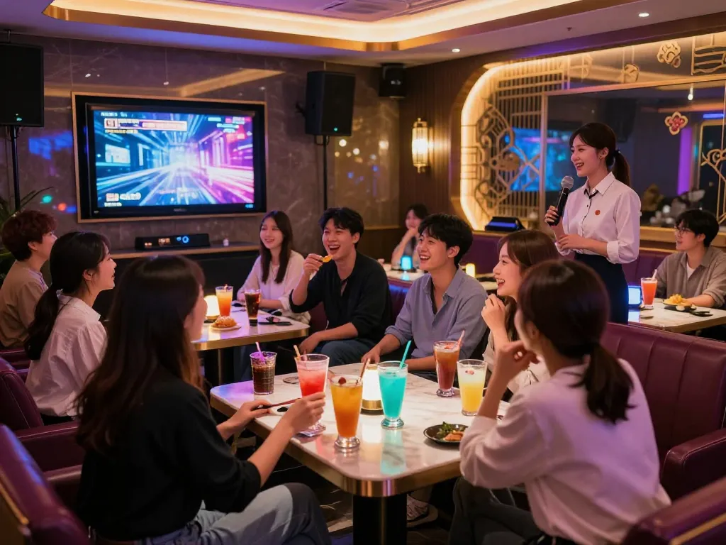 Experience the vibrant nightlife at www.gangnamtune.com, showcasing luxurious karaoke venues with lively social interactions.