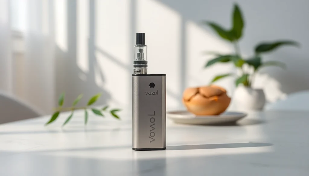 Vaporizer vozol in a relaxed setting with a minimalistic design und soft natural lighting.