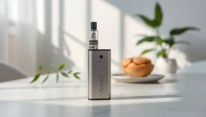 Vaporizer vozol in a relaxed setting with a minimalistic design und soft natural lighting.