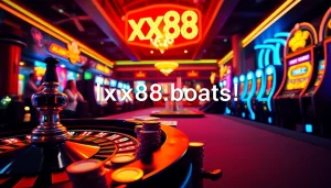 Experience thrilling gaming at https://xx88.boats/ with players at a vibrant blackjack table and exciting slot machines.