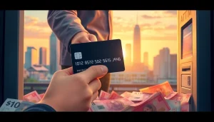 카드 현금화 방법을 설명하는 일러스트, 신용카드를 사용하는 모습