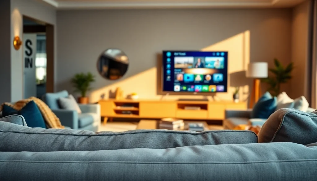 Enhance your viewing experience with iron IPTV services in a stylish living room setup.