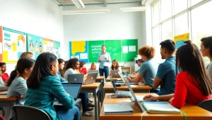 Engaged students exploring Education concepts in a vibrant classroom setting.