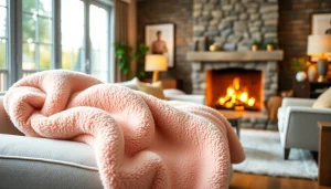 Fleece materiaal op een stijlvolle bank, benadrukt de zachte textuur en warme uitstraling.