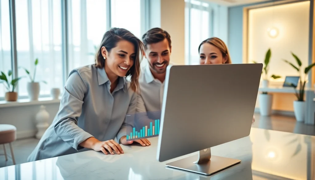 Engaging medspa digital marketing team at work, focusing on brand strategy and patient engagement.