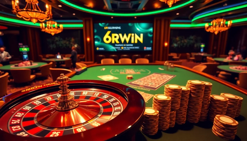 Experience the thrill of winning with 6RWIN at a luxurious casino gaming table.