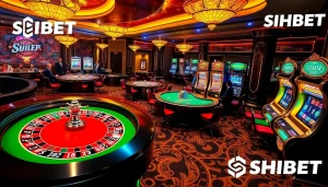 Experience the thrill of SHBET with vibrant casino tables and engaging slot machines.