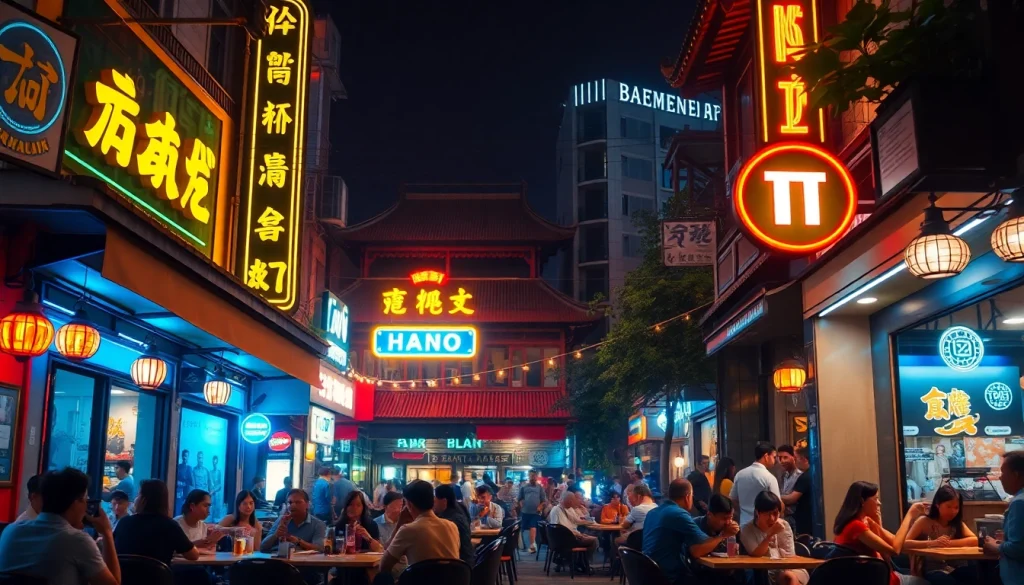 Explore 하노이밤문화 with vibrant nightlife scenes featuring local cafés and neon bars.