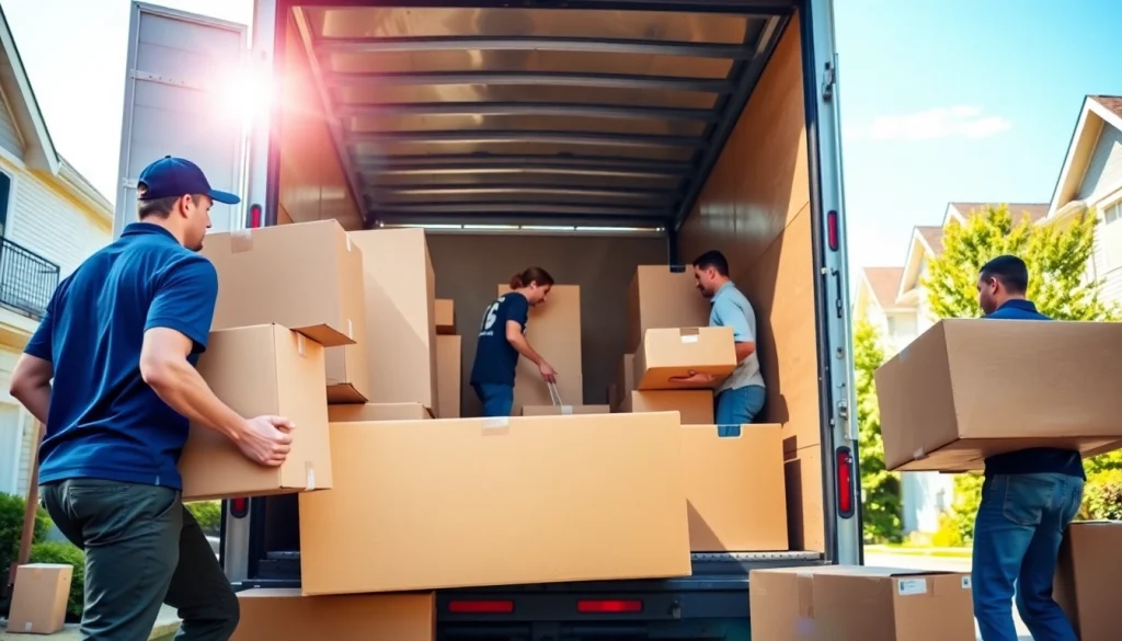 Moving company Vancouver team efficiently loading furniture into a truck, showcasing professionalism and teamwork.